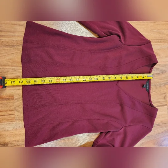 Banana Republic Deep Red V-Neck Top (Scuba Fitted Top) - Picture 8 of 9